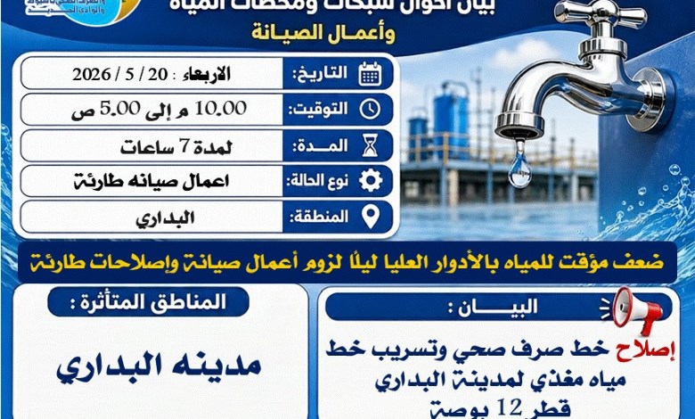 ضعف مياه الشرب على مدينة البداري