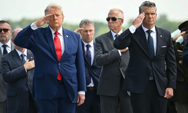  الرئيس الأمريكي دونالد ترامب أثناء المراسم